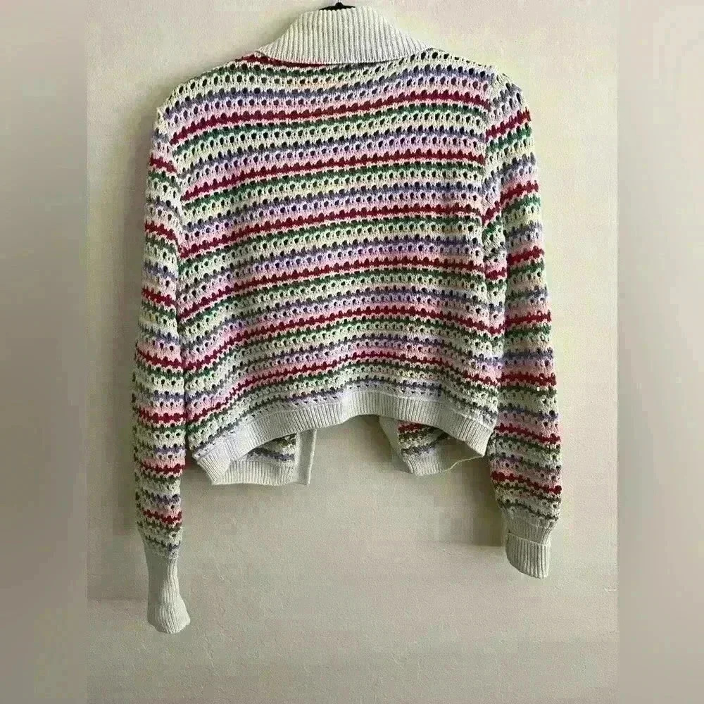 SOLD OUT zara knit rainbow striped cardigan sz sm - Picture 4 of 6